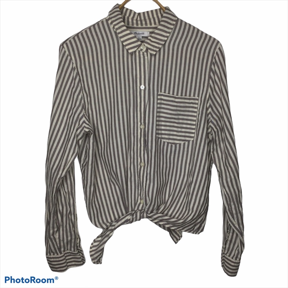 Madewell Cream & Gray Button Down Shirt